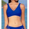 imageCUPSHE Women Swimsuit Bikini Top Wrap Self Tie Bathing Suit with Fixed Wide StrapsRoyal Blue