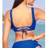 imageCUPSHE Women Swimsuit Bikini Top Wrap Self Tie Bathing Suit with Fixed Wide StrapsRoyal Blue