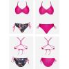 imageCUPSHE Womens 2 Piece Bikini Set Back Braided Straps with Reversible BottomMagentaRed Floral