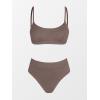 imageCUPSHE Womens Bikini Set Two Piece Swimsuit High Waisted Scoop Neck SwimwearChocolate Brown