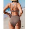imageCUPSHE Womens Bikini Set Two Piece Swimsuit High Waisted Scoop Neck SwimwearChocolate Brown
