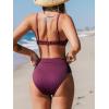 imageCUPSHE Womens Bikini Set Two Piece Swimsuit High Waisted Scoop Neck SwimwearJam Purple