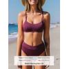 imageCUPSHE Womens Bikini Set Two Piece Swimsuit High Waisted Scoop Neck SwimwearJam Purple
