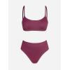 imageCUPSHE Womens Bikini Set Two Piece Swimsuit High Waisted Scoop Neck SwimwearJam Purple