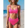 imageCUPSHE Womens Bikini Set Two Piece Swimsuit High Waisted Scoop Neck SwimwearRose Pink