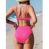 imageCUPSHE Womens Bikini Set Two Piece Swimsuit High Waisted Scoop Neck SwimwearRose Pink