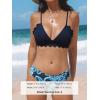 imageCUPSHE Womens Bikini Swimsuit Scalloped V Neck Lace Up Low Waisted Bathing SuitNavy BluePaisley