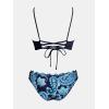 imageCUPSHE Womens Bikini Swimsuit Scalloped V Neck Lace Up Low Waisted Bathing SuitNavy BluePaisley