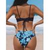 imageCUPSHE Womens Bikini Swimsuit Scalloped V Neck Lace Up Low Waisted Bathing SuitNavy BluePaisley