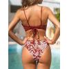 imageCUPSHE Womens Bikini Swimsuit Scalloped V Neck Lace Up Low Waisted Bathing SuitRedWhite Floral