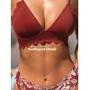 imageCUPSHE Womens Bikini Swimsuit Scalloped V Neck Lace Up Low Waisted Bathing SuitRedWhite Floral