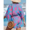 imageCUPSHE Womens Jumpsuits Boho Short Sleeve V Neck Wide Leg Overall Tie Outfit Casual BeachBluePink Leaves