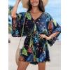imageCUPSHE Womens Jumpsuits Boho Short Sleeve V Neck Wide Leg Overall Tie Outfit Casual BeachColorful