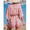imageCUPSHE Womens Jumpsuits Boho Short Sleeve V Neck Wide Leg Overall Tie Outfit Casual BeachPink Stripe