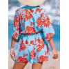 imageCUPSHE Womens Jumpsuits Boho Short Sleeve V Neck Wide Leg Overall Tie Outfit Casual BeachRed Flower