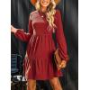 imageCUPSHE Womens Knitted Dresses Casual Long Sleeve Crew Neck Flowy TieredRed