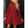 imageCUPSHE Womens Knitted Dresses Casual Long Sleeve Crew Neck Flowy TieredRed