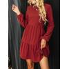 imageCUPSHE Womens Knitted Dresses Casual Long Sleeve Crew Neck Flowy TieredRed
