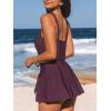 imageCUPSHE Womens One Piece Swimsuit Bathing Suit Scoop Neck Swimdress Wide Straps Tie Knot Swim SkirtEggplant Purple