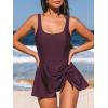 imageCUPSHE Womens One Piece Swimsuit Bathing Suit Scoop Neck Swimdress Wide Straps Tie Knot Swim SkirtEggplant Purple