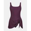 imageCUPSHE Womens One Piece Swimsuit Bathing Suit Scoop Neck Swimdress Wide Straps Tie Knot Swim SkirtEggplant Purple