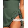 imageCUPSHE Womens One Piece Swimsuit Bathing Suit Scoop Neck Swimdress Wide Straps Tie Knot Swim SkirtMoss Green