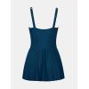 imageCUPSHE Womens One Piece Swimsuit Bathing Suit Scoop Neck Swimdress Wide Straps Tie Knot Swim SkirtNavy Blue