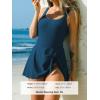 imageCUPSHE Womens One Piece Swimsuit Bathing Suit Scoop Neck Swimdress Wide Straps Tie Knot Swim SkirtNavy Blue