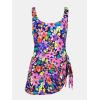 imageCUPSHE Womens One Piece Swimsuit Bathing Suit Scoop Neck Swimdress Wide Straps Tie Knot Swim SkirtNavy BlueMagenta