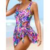 imageCUPSHE Womens One Piece Swimsuit Bathing Suit Scoop Neck Swimdress Wide Straps Tie Knot Swim SkirtNavy BlueMagenta
