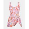 imageCUPSHE Womens One Piece Swimsuit Bathing Suit Scoop Neck Swimdress Wide Straps Tie Knot Swim SkirtOrangePink