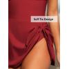 imageCUPSHE Womens One Piece Swimsuit Bathing Suit Scoop Neck Swimdress Wide Straps Tie Knot Swim SkirtSolid Red