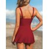 imageCUPSHE Womens One Piece Swimsuit Bathing Suit Scoop Neck Swimdress Wide Straps Tie Knot Swim SkirtSolid Red