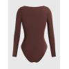 imageCUPSHE Womens One Piece Swimsuit Rash Guard Long Sleeve Cutout UPF 50 UV Deep V Neck ORingBurgundy Red