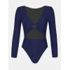 imageCUPSHE Womens One Piece Swimsuit Rash Guard Long Sleeve Cutout UPF 50 UV Deep V Neck ORingDark Navy Blue