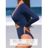 imageCUPSHE Womens One Piece Swimsuit Rash Guard Long Sleeve Cutout UPF 50 UV Deep V Neck ORingDark Navy Blue