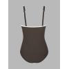 imageCUPSHE Womens One Piece Swimsuit Scoop Neck Bathing Suit Color Block Adjustable Wide StrapsBrown