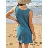 imageCUPSHE Womens Sleeveless Swimsuit Coverup Waffle Knit Swimwear Beach Cover Ups Twisted Mini DressBlue