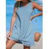 imageCUPSHE Womens Sleeveless Swimsuit Coverup Waffle Knit Swimwear Beach Cover Ups Twisted Mini DressLight Blue