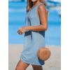 imageCUPSHE Womens Sleeveless Swimsuit Coverup Waffle Knit Swimwear Beach Cover Ups Twisted Mini DressLight Blue
