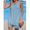 imageCUPSHE Womens Sleeveless Swimsuit Coverup Waffle Knit Swimwear Beach Cover Ups Twisted Mini DressLight Blue