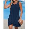 imageCUPSHE Womens Sleeveless Swimsuit Coverup Waffle Knit Swimwear Beach Cover Ups Twisted Mini DressNavy
