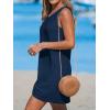imageCUPSHE Womens Sleeveless Swimsuit Coverup Waffle Knit Swimwear Beach Cover Ups Twisted Mini DressNavy