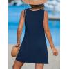 imageCUPSHE Womens Sleeveless Swimsuit Coverup Waffle Knit Swimwear Beach Cover Ups Twisted Mini DressNavy