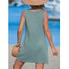imageCUPSHE Womens Sleeveless Swimsuit Coverup Waffle Knit Swimwear Beach Cover Ups Twisted Mini DressSage Green