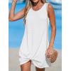 imageCUPSHE Womens Sleeveless Swimsuit Coverup Waffle Knit Swimwear Beach Cover Ups Twisted Mini DressWhite