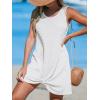 imageCUPSHE Womens Sleeveless Swimsuit Coverup Waffle Knit Swimwear Beach Cover Ups Twisted Mini DressWhite