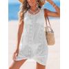 imageCUPSHE Womens Sleeveless Swimsuit Coverup Waffle Knit Swimwear Beach Cover Ups Twisted Mini DressWhiteeyelet