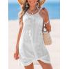 imageCUPSHE Womens Sleeveless Swimsuit Coverup Waffle Knit Swimwear Beach Cover Ups Twisted Mini DressWhiteeyelet