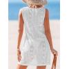 imageCUPSHE Womens Sleeveless Swimsuit Coverup Waffle Knit Swimwear Beach Cover Ups Twisted Mini DressWhiteeyelet